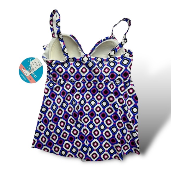 Swim Solutions Jewels Bow Front Tankini Top - Picture 7 of 8